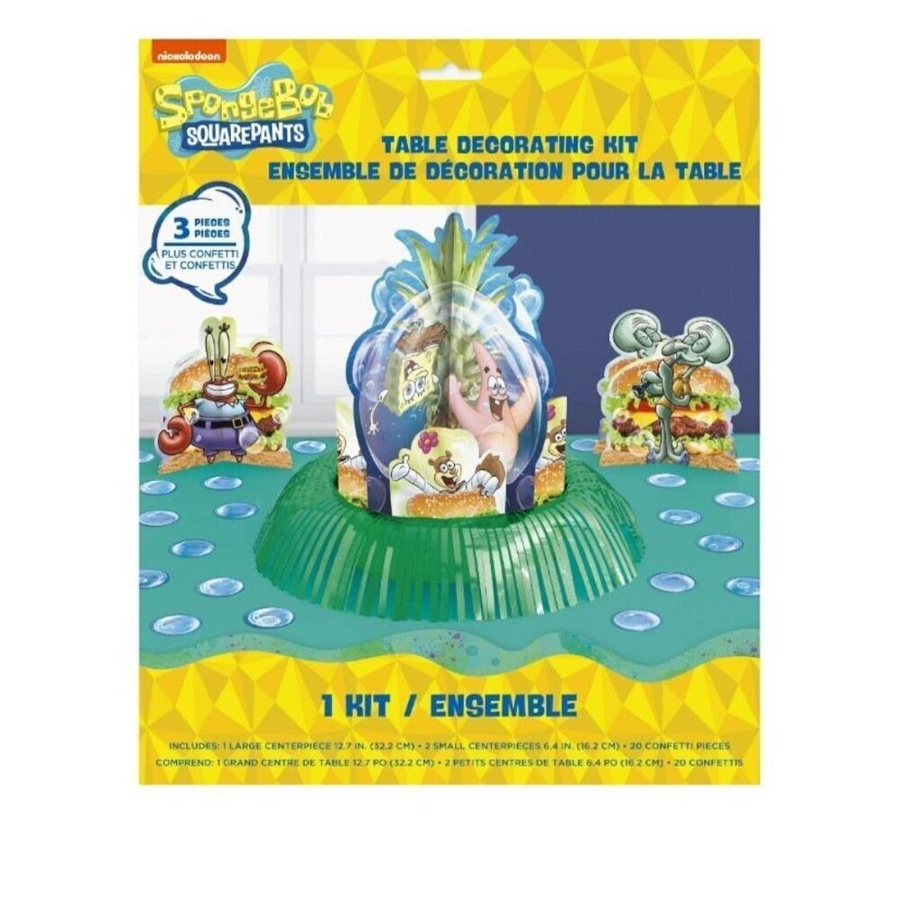 Nickelodeon 3 Piece SpongeBob Birthday Celebration Table Decorating Kit NEW